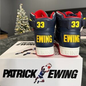 Patrick Ewing Navy and Red High-Top Sneakers Size 9M